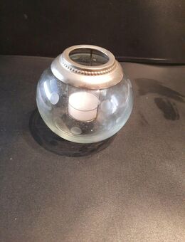 Teelichthalter Windlicht Glas und Metall hoch 8cm - Essen