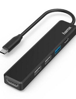 Hama USB-C Hub Multiport, 5 Ports, 3x USB A, USB C, HDMI™, Notebook, Laptop USB-Adapter USB-C zu HDMI, USB Typ A, USB-C