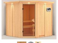 Karibu Sauna Jarin, BxTxH: 210 x 210 x 202 cm, 68 mm, (Set) 9-kW-Bio-Ofen mit externer Steuerung