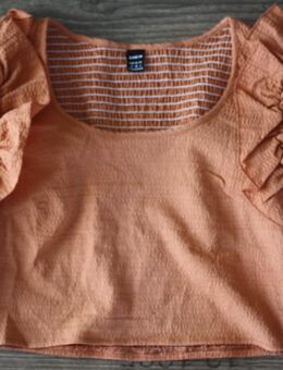 Kupferbraun Top gesmokt Crop Cropped Sommertop Shirt kurzes Croptop 38 Rüschenärmel Voilantärmel Coachella Puffärmel - Neuenhagen (Berlin)
