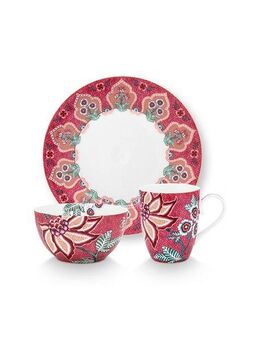 PiP Studio Frühstücks-Geschirrset Set 3 Frühstücksset Flower Festival (3-tlg), 3 Personen, Porzellan, Flower Festival Kollektion