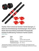 Hantelstange mit 2 Muttern, Hantelset, Gewindegriffe für Sport, Heimtraining in 74211