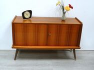Mid Century SIDEBOARD 2-türig, schräge Beine, Riegel-Ahorn Hochglanz, 50er 60er - Sinzig