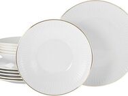 CreaTable Tafelservice Valencia Gold, Tafel-Service 12-tlg (12-tlg), 6 Personen, Porzellan, Elegant, Goldrand