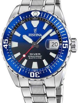 Festina Taucheruhr The Originals/Diver F20669/1, Armbanduhr,Quarzuhr,Herrenuhr,bis 20 bar wasserdicht, Edelstahlarmband