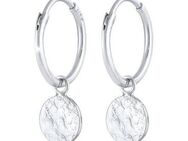 Elli Paar Creolen Creolen Plättchen Coin Organic Look 925 Silber