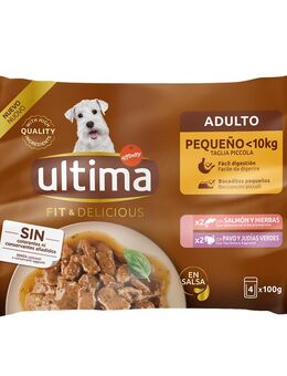 Ultima Fit & Delicious Mini Hund Adult 44 x 100 g - Lachs & Truthahn