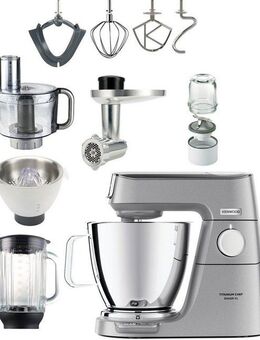 KENWOOD Küchenmaschine Titanium Chef Baker XL KVL85.704SI, 1200 W, 7 l Schüssel, inkl. umfangreiches Zubehör, mit integrierter EasyWeigh Waage