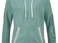 Bench. Kapuzensweatjacke mit gestreiften Bündchen und Glanzprint, Loungewear, Loungeanzug