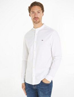 Tommy Jeans Langarmhemd TJM REG OXFORD MAO SHIRT mit Logostickerei