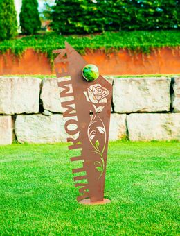 kleine Stele "Willkommen" mit Glaskugel 3 Farben zur Auswahl - Kraftisried