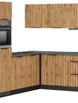 KOCHSTATION Winkelküche KS-Lagos, Stellbreite 300/240 cm, wahlweise mit E-Geräten, Spüle edelstahl oder schwarz