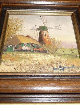 zertifiziertes Original-Ölgemälde "Windmühle" von Maler Dave Geukens - Wallgau