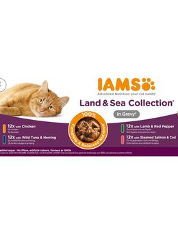 IAMS Advanced Nutrition Senior 7+ Land & Sea Collection in Sauce - Sparpaket: Mixpaket 2 (96 x 85 g, 4 Sorten)