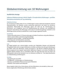 Globalvermietung von 10 Wohnungen - Berlin