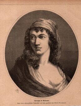 Grafik , Portrait , Theroigne de Mericourt , 1762 - 1817 , Amazone der Französischen Revolution., Blatt 23cm x 21,5cm , M7 - Görlitz
