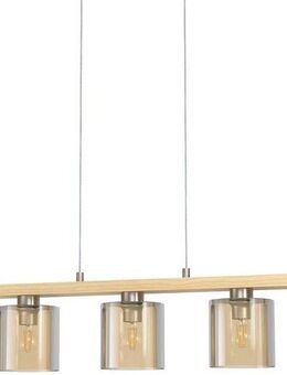 EGLO Hängeleuchte CASTRALVO Pendellampe, Stahl, Holz und Glas, E27, IP20, Esszimmerlampe, Dimmfunktion, ohne Leuchtmittel, Hängelampe für Esszimmer, Küche oder Wohnzimmer