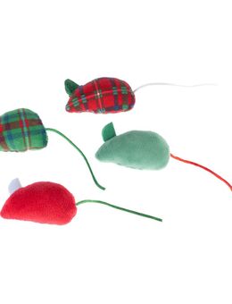 TIAKI Weihnachtliches Katzenspielzeug-Set Mäuse - 4 Stück