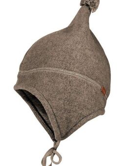 MAXIMO Fleecemütze aus Wollfleece mit Pompon und Bindeband