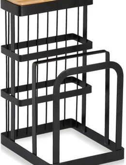 Zeller Present Messerblock mit Brettchenständer, Metall/Bambus,schwarz, mit Brettchenständer, stylisch und organisch