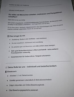 Jobeinzelcoach (m/w/d) gesucht - Frankfurt (Main)