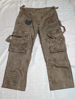 Von Dutch, Jeans, Hose, Cargo /Baggy beige GR. S, Olive, gekürzt auf ca. L30. (FP. 25 €) REDUZIERT: 22€‼️ , Top Zustand! .Gebraucht siehe Bilder! HOSE WURDE AUF EINE CA. LÄNGE VON = L30 gekürzt !! - Bühl