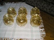 6 Stck. Cognac-Schwenker, Lauschaer Glas, gelb, DDR, mundgeblasen - Leipzig Ost