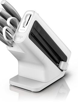 NINJA Messerblock Ninja StaySharp Messerblock mit integriertem Schleifer K62006EUWH (7tlg), rostfreier deutscher Edelstahl, Erl-Design, integrierter Schleifer