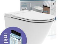 Schütte Dusch-WC CESARI Premium, wandhängend, Abgang waagerecht, Komplett-Set, spülrandlos
