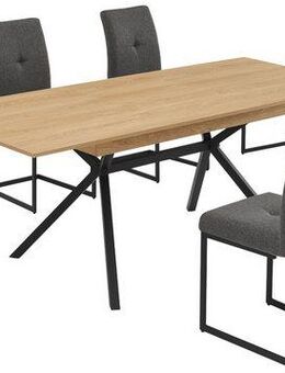 OTTO home Essgruppe Vendy, Esstisch ausziehbar plus 6 Freischwinger, (Set, 7-tlg., Esstisch ausziehbar 160 - 210 cm plus 6 Esszimmerstühle), pflegeleichte Strukturstoff-Stühle, 3D-Steppung, ausziehbarer Tisch