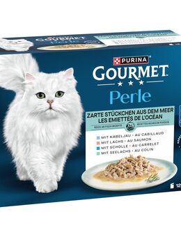 Gourmet Perle Gemischte Auswahl 12 x 85 g - zarte Stückchen aus dem Meer in Sauce (4 Sorten)