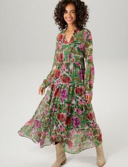 Aniston CASUAL Maxikleid (mit Jersey-Unterkleid) mit farbharmonischem Blumendruck im Batik-Look