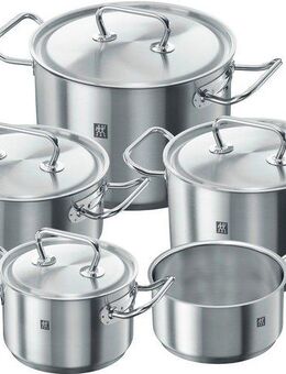 Zwilling Topf-Set Classic, Edelstahl 18/10 (Set, 9-tlg., Bratentopf 20 cm, je 1 Kochtopf 16/20/24 cm, Stieltopf 16 cm), Sandwichboden, sehr gute Wärmeverteilung, Stay-Cool-Griffe