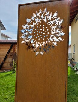 Sichtschutz "Sonnenblume" Edelrost Windschutz Paravent - Kraftisried