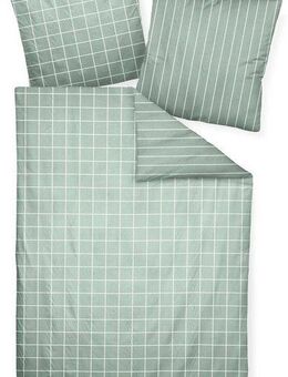 Janine Wendebettwäsche modernclassic 39025, Mako-Satin, 2 teilig, mit Reißverschluss, 100% Baumwolle, mit Karos und Streifen