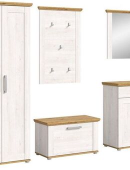 Home affaire Garderoben-Set COSENZA, TOPSELLER!, Breite ca. 285 cm, 5-teilig, in Landhausoptik, (5-St., Garderobenschrank, Sitzbank, Garderobenpaneel, Schuhschrank, Spiegel), Garderobenkombination, Kombination, Diele, Garderobe, Garderobenmöbel