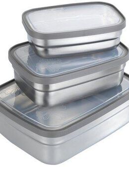 Maximex Lunchbox Edelstahl, Edelstahl, (Set, 3-tlg), Brotdosen in 3 Größen, luftdichte Deckel, spülmaschinengeeignet