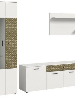 INOSIGN Wohnwand Vicenza, 3-teilig, bestehend aus: Vitrine, Lowboard, Wandboard, (3-St), mit Ornamentabsetzung, Kombination, Anbauwand, TV-Wand, Schrankwand