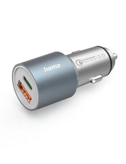 Hama Auto Schnellladegerät, 1x USB C PD, 1x USB A QC, 38 W, Metall KFZ-Adapter