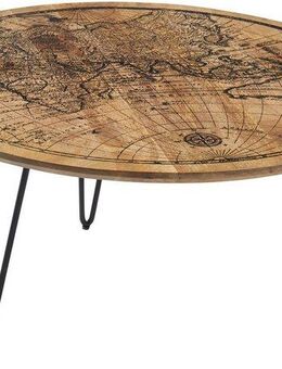 Stolkom Sp.z.o.o. Couchtisch Napcoa, mit Weltkarte Aufdruck, Tisch in Massivholz Mango