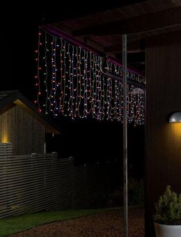 KONSTSMIDE LED-Lichtervorhang Weihnachtsdeko aussen, 200-flammig, LED Lichtervorhang, mit bunten Globes, 200 bunte Dioden