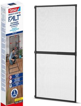 tesa Insektenschutz-Tür Insect Stop Falt Fliegengitter für Türen - max. 1 m : 2,20 m, (Packung, 1-St., Teleskop Alu Rahmen), mit verstellbarem Rahmen aus Aluminium - ohne Bohren