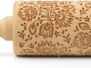 folkroll Teigroller 3D-Motiv-Teigrolle Buchenholz, Floral
