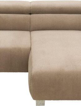 DOMO collection Ecksofa 100030 inkl. Kopfteilverstellung, guter Sitzkomfort, Cordbezug, L-Form, mit komfortabler Wellenunterfederung, ideal für kleine Räume