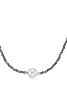 Smart Jewel Collier mit Edelstein-Kugeln + Muschelkern-Perle, Silber 925