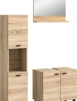 welltime Badmöbel-Set Tampa, Breite 102cm, 3-teilig, (3-St), Waschbeckenunterschrank, Spiegel, Hochschrank