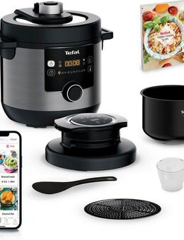 Tefal Multikocher Turbo Cuisine & Fry inkl. Extra-Crisp-Deckel, 1-Knopf-Bedienung, 1200 W, 7,6 l Schüssel, Schnellkochtopf/ Heißluftfritteuse, 15 automatische Programme, CY7788