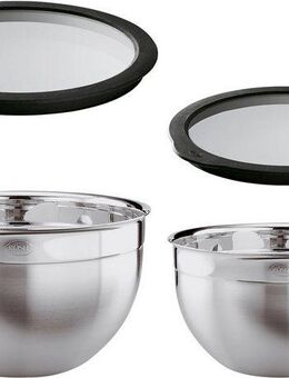 RÖSLE Schüssel, Edelstahl 18/10, (Set, 2-tlg), mit Deckel aus Glas, Ø 20/24 cm, spülmaschinengeeignet
