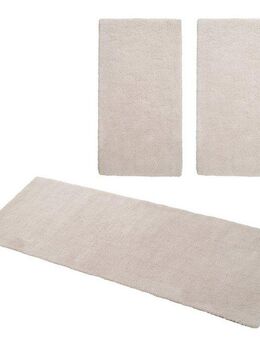 my home Hochflor-Bettumrandung Microfaser Teppich Magong, besonders weich, sehr feiner Flor, Höhe 25 mm, (3-tlg), uni, einfarbiger Bettvorleger, Läufer-Set, Schlafzimmer, Kinderzimmer