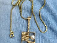 Kette Vintage vergoldet 1950er Jahre mit Perle - Emstek